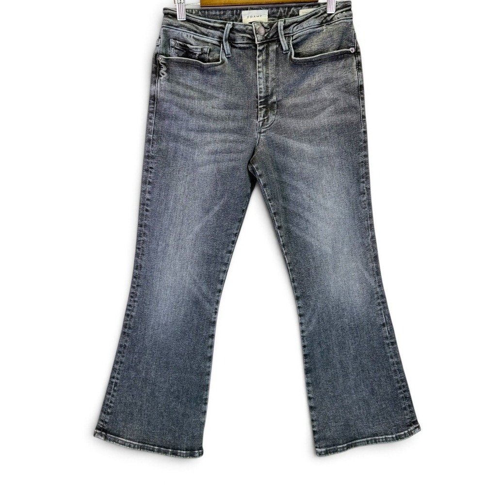 Frame Le One Crop Mini Boot High Rise Jean Hughes Faded Dark Gray Womens Size 2